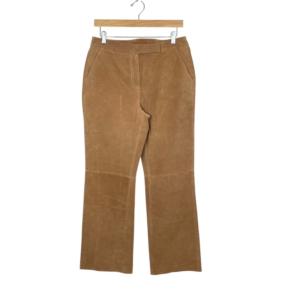Vintage Womens Tan Suede Straight Leg Pants Size 10 Business Casual Equestrian